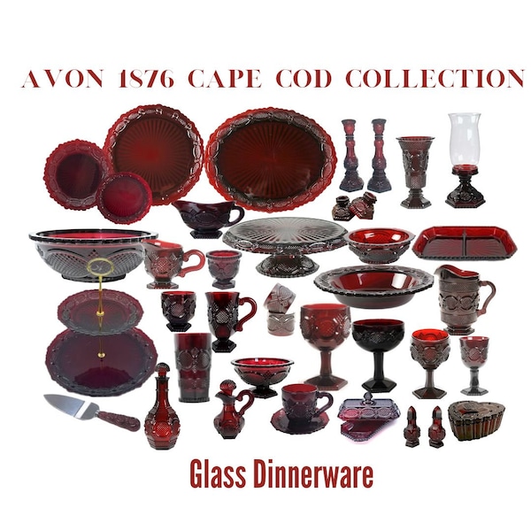 Avon Cape Cod Collection * Vintage Ruby Red Dinnerware *Glassware *Gothic* Free Shipping