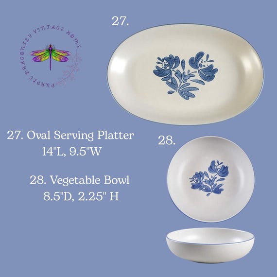 Vintage Pfaltzgraff Yorktowne Stoneware: Blue Floral Dinnerware - Etsy