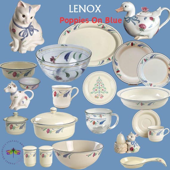 Lenox Poppies on Blue Dinnerware: Barnyard Collection Replacements