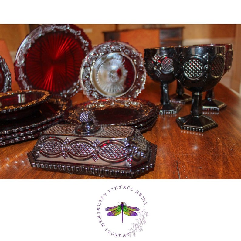 Avon Cape Cod Ruby Glass Dinnerware Set: 23-Piece Place Setting bild 3