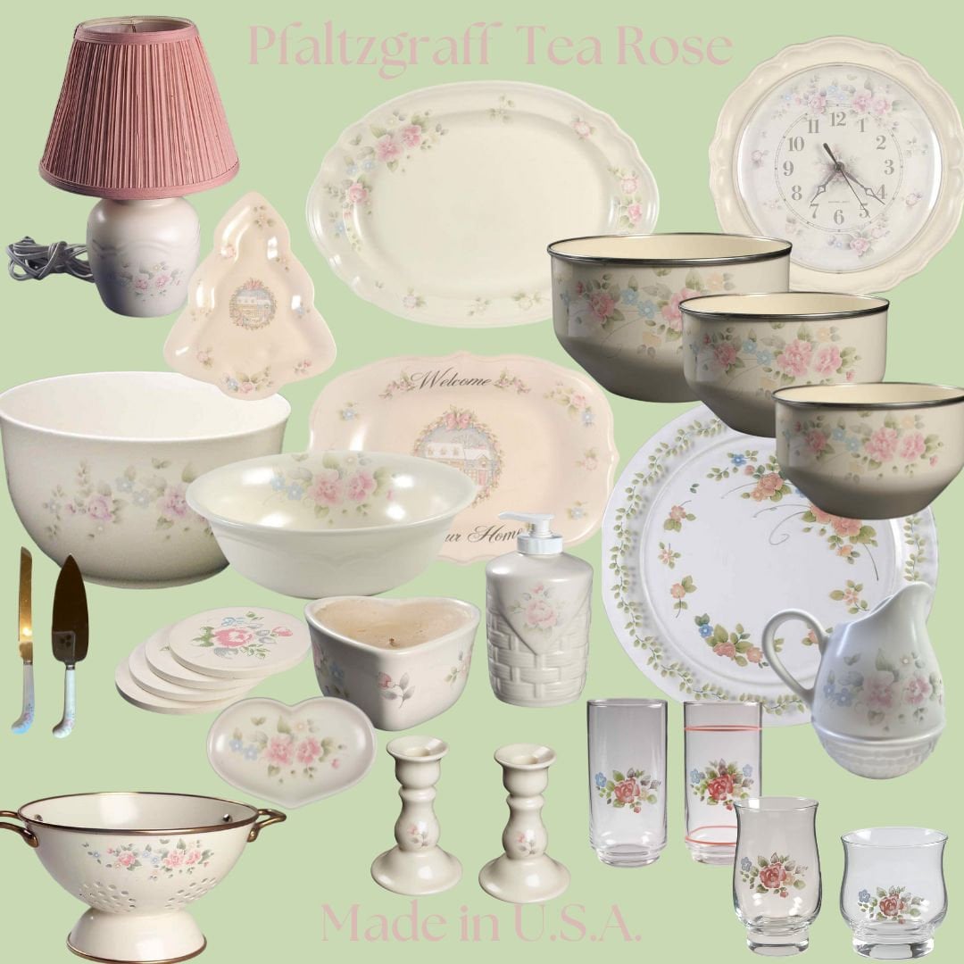 Vintage Pfaltzgraff Tea Rose Dinnerware: Usa-made Stoneware
