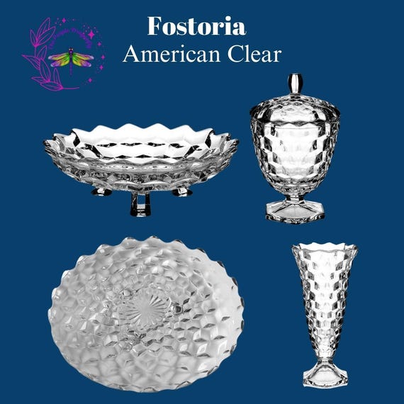 アメリカヴィンテージ Fostoria Glass クリーマー&シュガー Fostoria American Pattern 48 Ounce 7