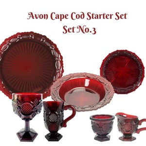 Avon Cape Cod Starter Set No. 3 *Ruby Red Glass Dinnerware* 22 Pieces *Free Shipping
