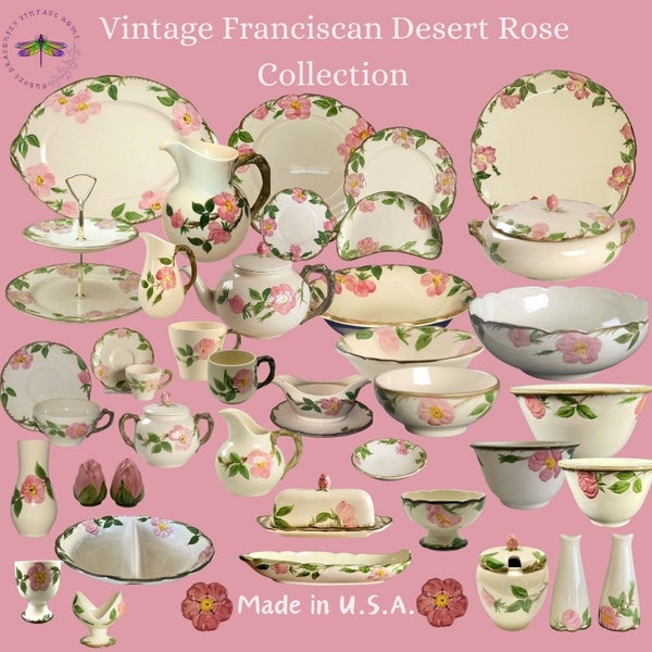 Franciscan Desert Rose Collection *Made in U.S.A. * Large Collection of Vintage Dinnerware* Free Shipping