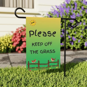 Garden Banner, Keep Off Grass Outdoor Sign, House Yard Decor, Lawn No Trespassing Flag, Gardeners Gift, Garden Party Decoration
