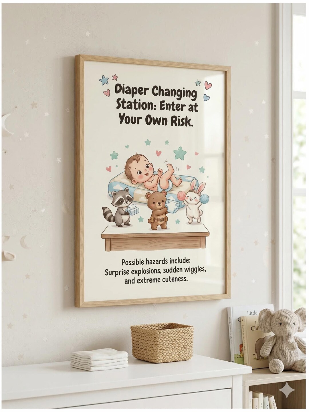 Diaper Changing Station Sign Rolled Poster | Baby Nursery Decor, Cute ...