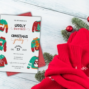 Ugly Sweater Party Invitation Editable, Holiday Printable Christmas Invite Template, Christmas Ugly Sweater Invitation