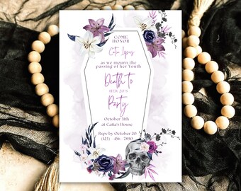 Death to Twenties Birthday Invitation, Spooky Halloween 30th, Editable Canva Template (PDF)
