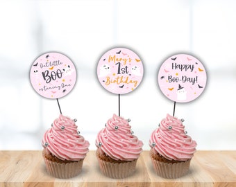 Spooky One verjaardag-cupcaketopper: eerste Halloween (digitale download)