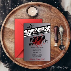 Halloween Movie Night Invitation, Horror Movie Night Party Invitation, Spooky Party Invite