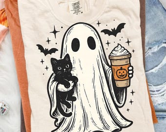 Pompoen Spice Spook PNG: Halloween Kat Clipart (Digitale Download 16 x 18 inch)