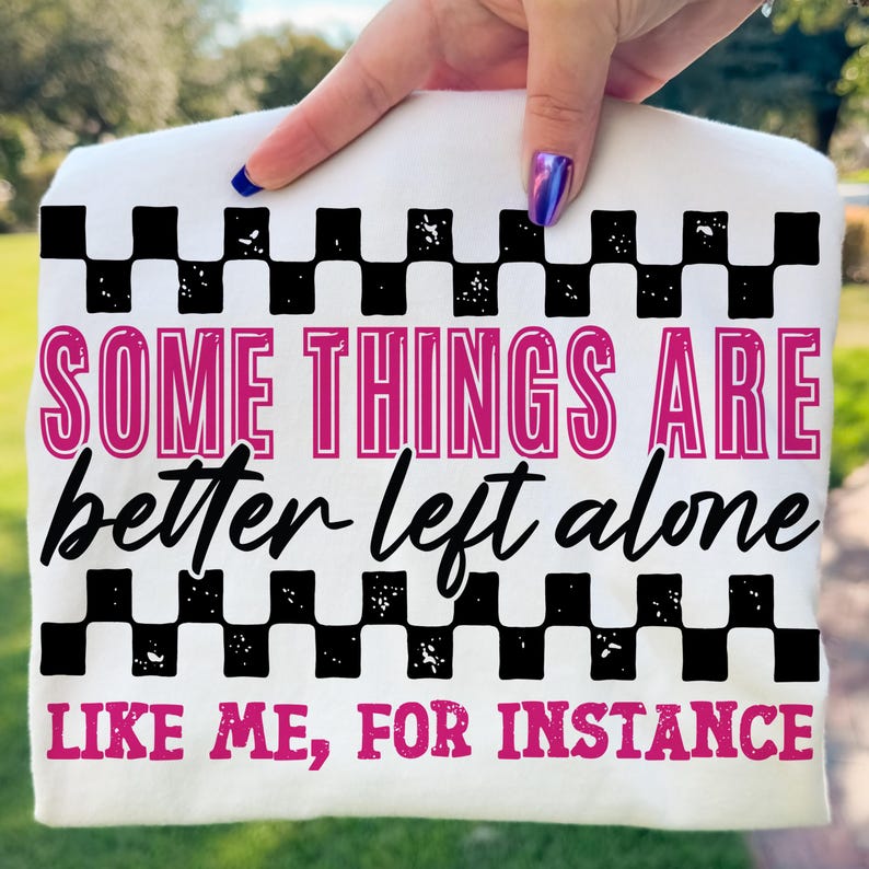 Funny Sarcastic PNG Sublimation Design: Checkered Pink Graphic (Digital Download) image 1