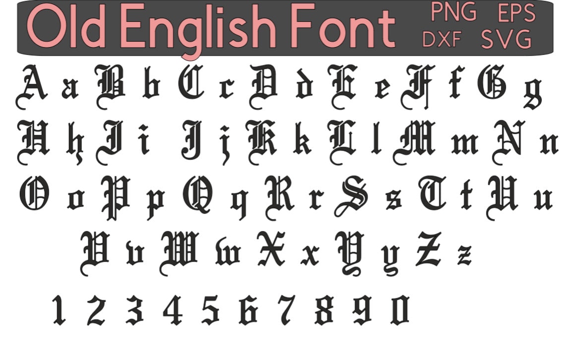 OLD ENGLISH FONT Svg, Old English Alphabet Svg, Old English Letters and  Numbers Svg for Cricut 