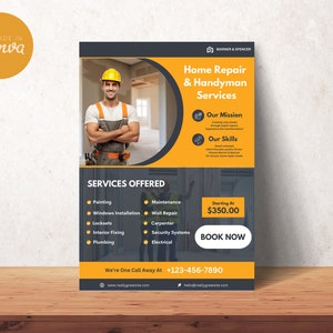 Szablon ulotki dla majsterkowicza do dostosowania | Edytowalna reklama usług domowych DIY | Canva Edytowalna | Materiały marketingowe DIY do druku