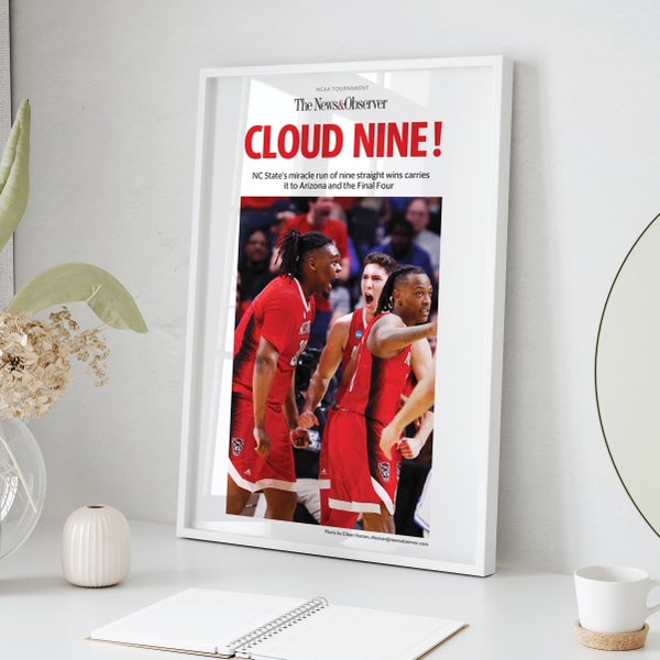 News & Observer's NC State Men's Basketball Cloud Nine Front Page Wall Art