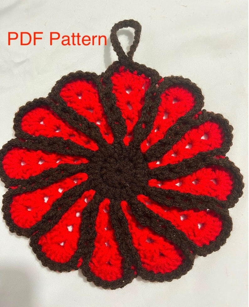 Crochet Flower Potholder Pattern PDF Etsy