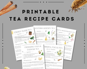 Tarjetas de recetas de té imprimibles: Mezclas de té mágicas (Recetas digitales)