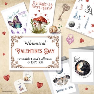 Colección de tarjetas extravagantes para el Día de San Valentín y kit imprimible DIY / Scrapbooking, etiquetas de regalo, plantillas de sobres y hojas imprimibles