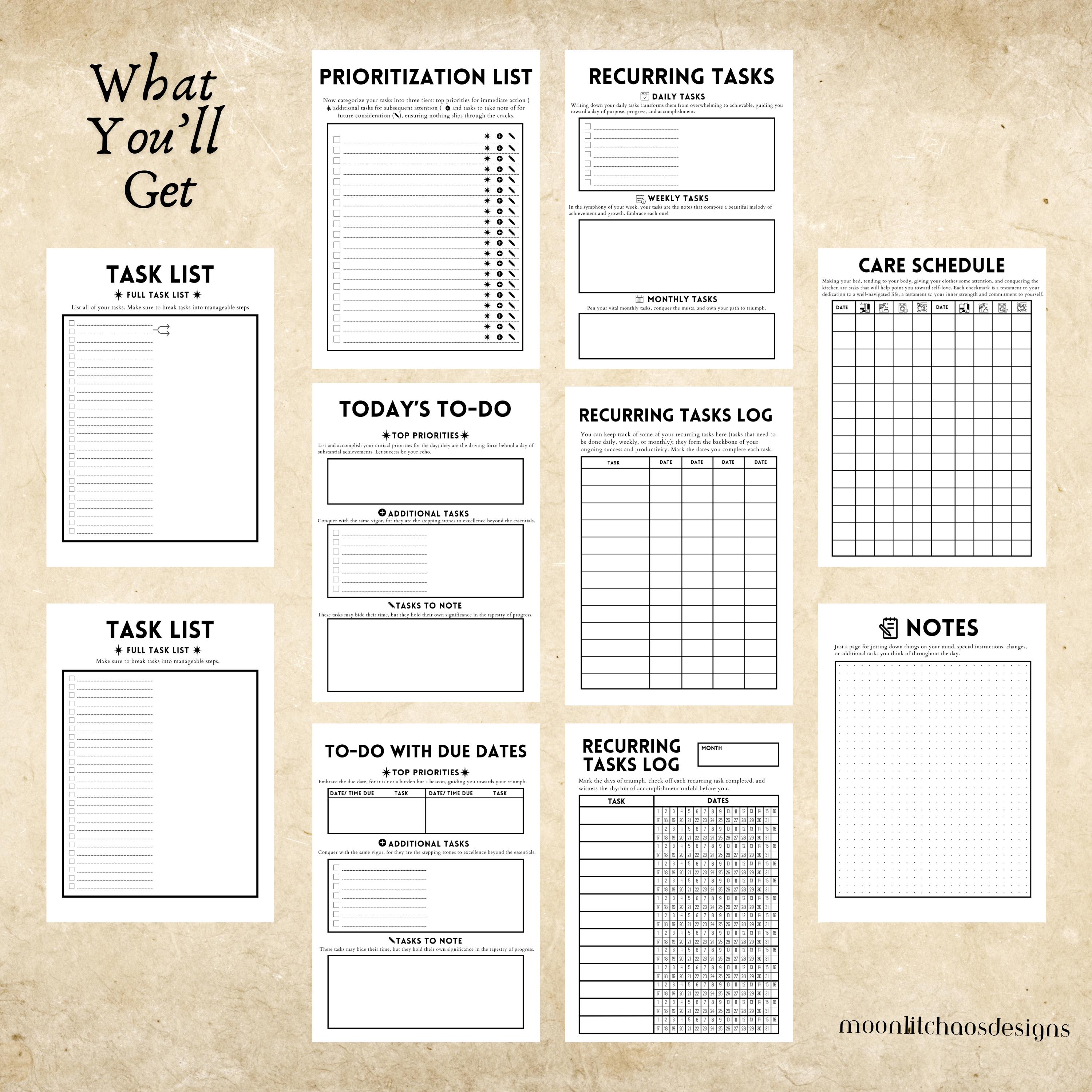 Adhd-friendly Task To-do List Set: Printable Productivity Organizer ...