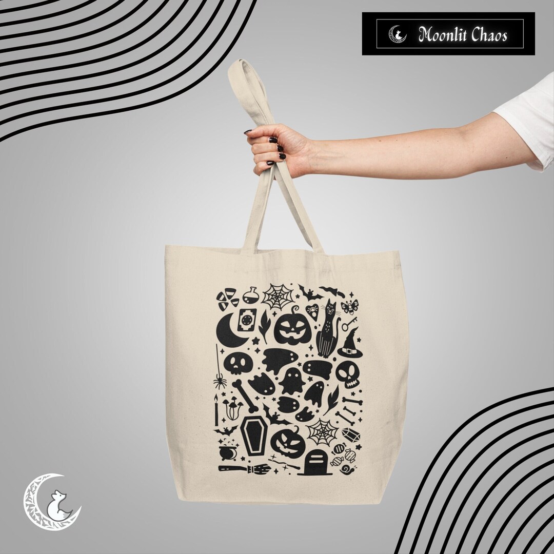 Whimsical Halloween Tote Bag Spooky Season Tote Witchy Tote Bag Durable