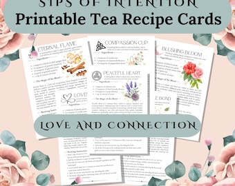Tarjetas imprimibles de recetas de tés de hierbas: Mezclas de amor y conexión (descarga digital)
