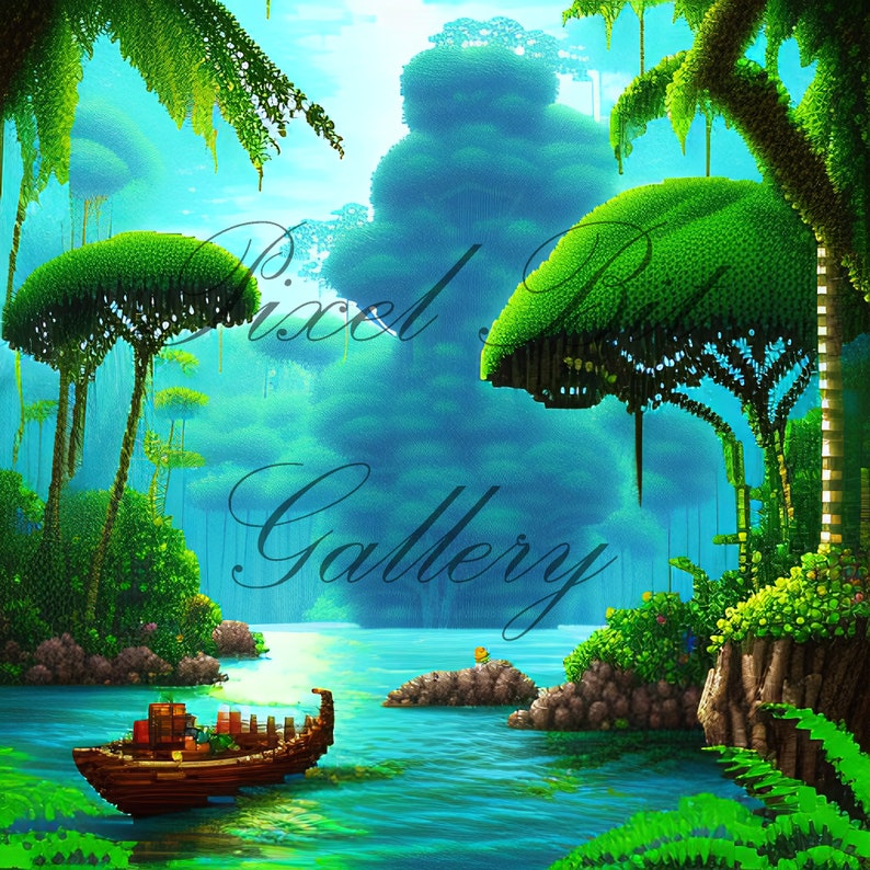 Pixel Art Amazon Jungle Downloadable Png Digital Design Etsy