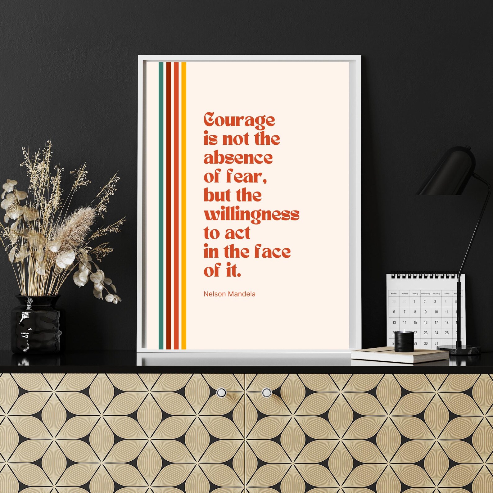 Courage Quote by Nelson Mandela Digital Print | Inspirational Wall Art ...