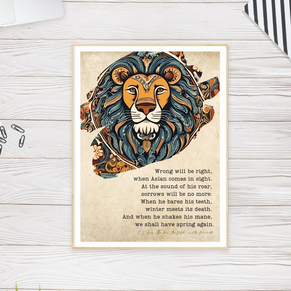 Aslan Lion Art Print: Chronicles of Narnia Quote (digital Download) - Etsy