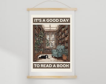 Bernedoodle Library Print: Cozy Book Nook Art (5x7, 8x10 Digital Download)