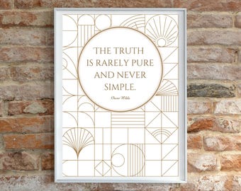 Oscar Wilde Quote Print: Linocut Style Art (Digital Download)
