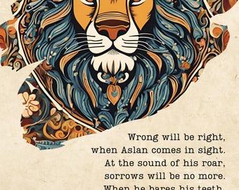 Aslan Lion Art Print: Chronicles of Narnia Quote (Digital Download)