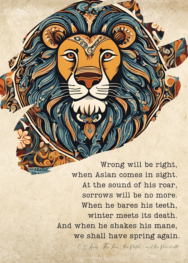 Aslan Lion Art Print: Chronicles of Narnia Quote (digital Download) - Etsy