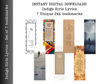 Indigo Girls Lyrics Bookmarks: Folk Music Fan Gift (Digital Download)