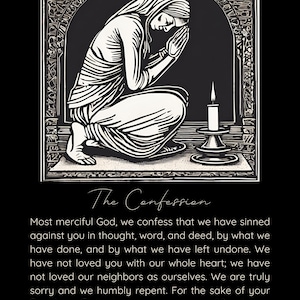 Prayer of Confession Digital Print | Book of Common Prayer Wall Art | Christian Printable Home Decor
