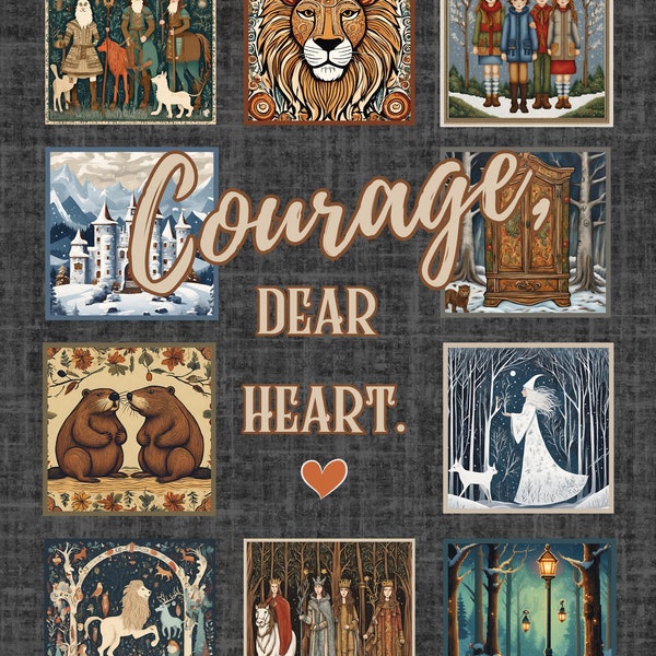 Courage, dear heart (10 individual prints) | Chronicles of Narnia Folk Art | C.S. Lewis | Children's literature