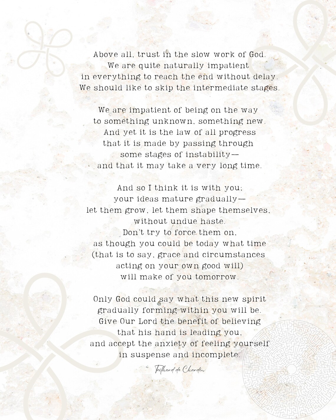 Trusting the Process of Becoming | Teilhard De Chardin Prayer Art - Etsy