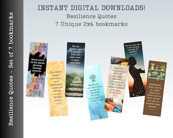 Resilience Quotes Bookmarks | Inspirational Reading Accessories | Quotes by Hemingway, Rumi, Caine, Goff, Tolkien, Coelho