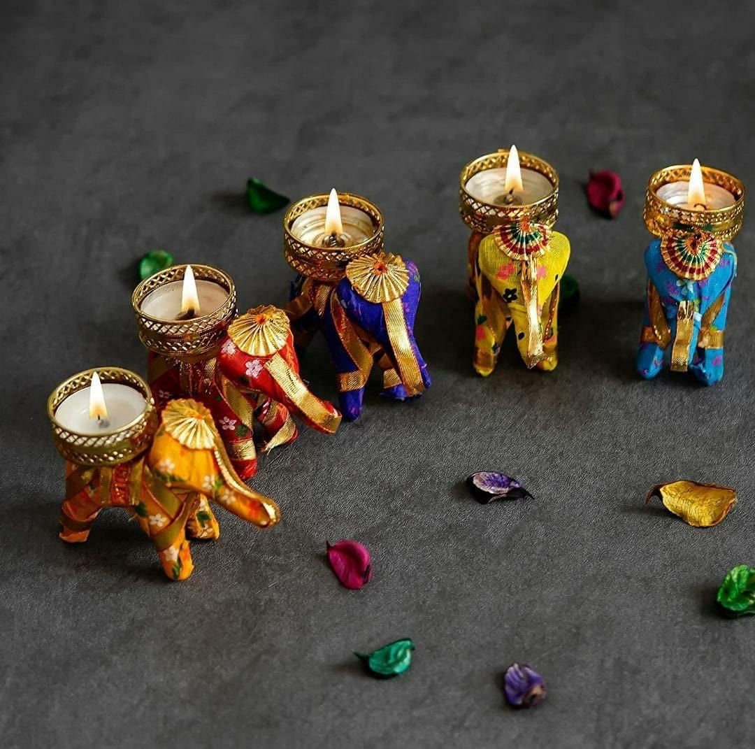 Elephant T Light Holder,diwali Light,indian Pooja Decor Pack of 6 Etsy