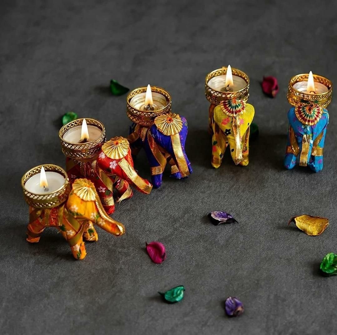 Elephant T Light Holder,diwali Light,indian Pooja Decor Pack of 6 - Etsy