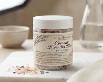 Coconut Lavender Bath Soak | Relaxing Bath Salts | Oatmeal Milk Bath | Lavender Spa Soak | Stress Relief Bath | Natural Self Care Gift