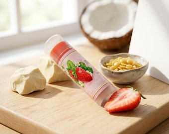 Strawberry Beeswax Lip Balm | Hydrating Natural Lip Balm | Moisturizing Chapstick Alternative | Handmade Lip Care | Lightly Scented