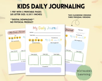 Kids Journaling (Kindergarten bis zur fünften Klasse) Arbeitsblätter zum Ausdrucken