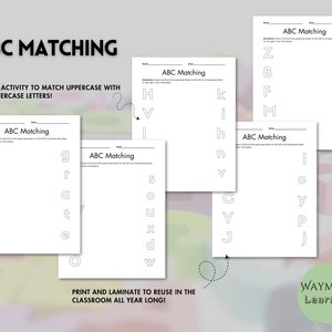 ABC Matching and Writing Practice Kindergarten to First Grade Printable Worksheets image 2