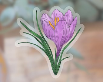 Crocus Flower Sticker | Clear Waterproof Vinyl Sticker