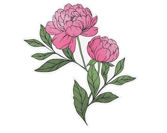 Transparent Peony Flower Sticker | clear flower sticker | waterproof water bottle sticker