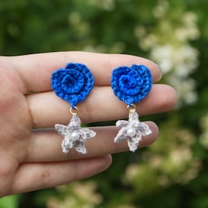 micro crochet earrings/Floral Earrings/Earrings Flower/handmade earrings/crochet jewelry/unique gift/Gift for her