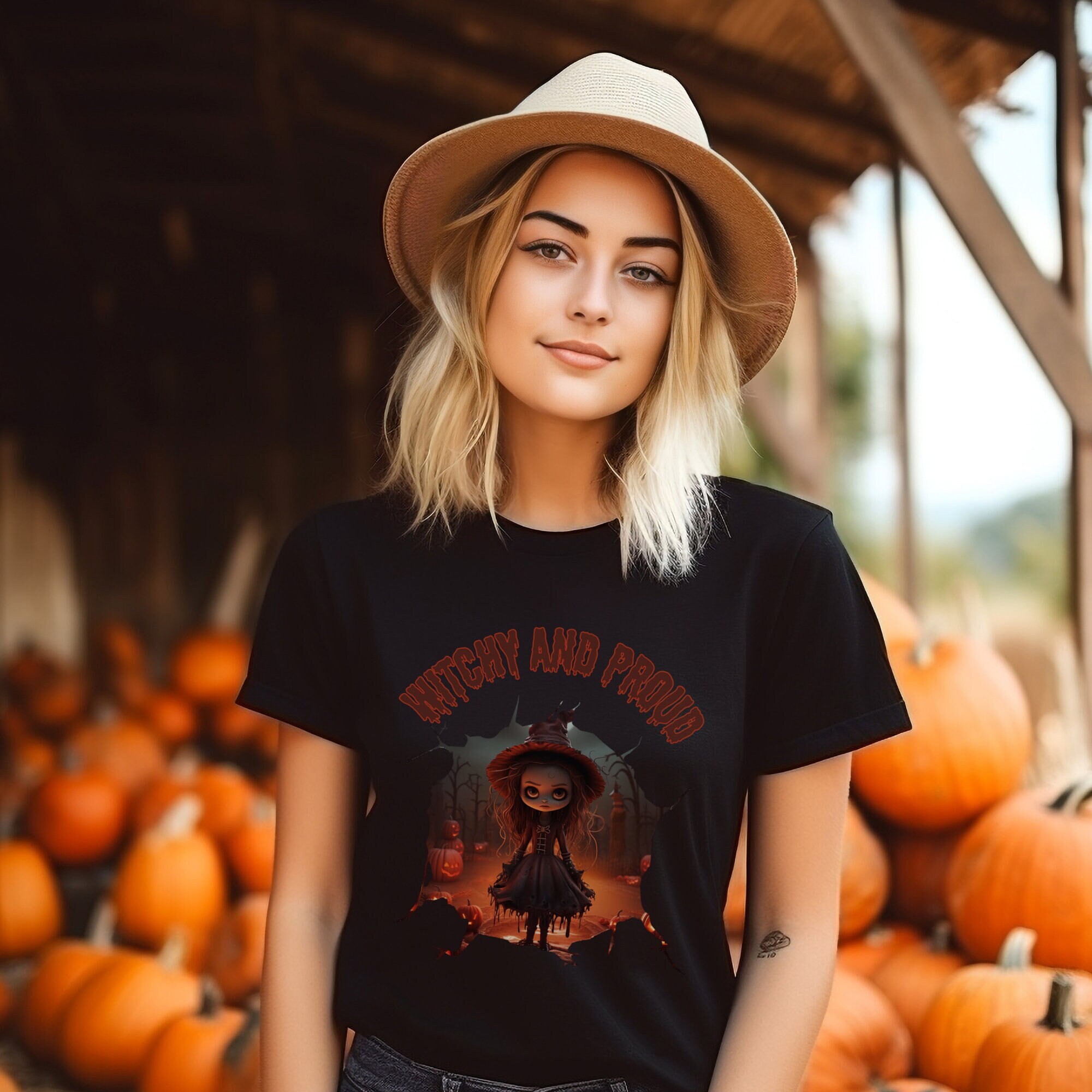 Discover Halloween t-shirt,Halloween t-shirt for women,3D t-shirt,T-shirt,Women,Halloween witch t-shirt,Witch and proud t-shirt