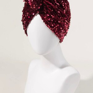 Rubin rot Pailletten Knoten Turban Hijab