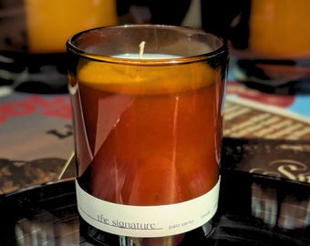 The Signature, Analog Lounge Vinyl Heat Soy Candle in Amber Glass