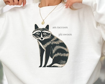 Rolig tvättbjörnströja, Am Raccoon Plz Swoon, söt tvättbjörnströja, tvättbjörnsälskare, stugkärndesign, rolig t-shirt, tvättbjörnsdjur